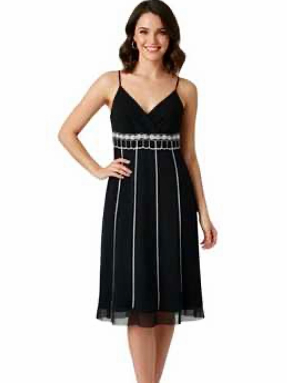 NEW Ann Taylor LOFT Black Midi Skirt with Off-White Trim Dress Size 4